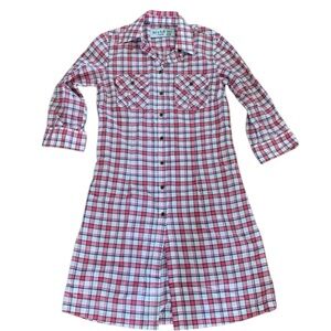 Jachs Just a Cheap Shirt Red Plaid Cotton Shirtdress Size XS